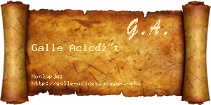 Galle Acicét névjegykártya